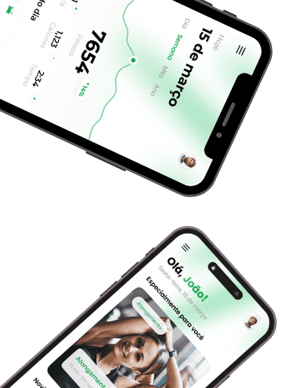 Imagem de dois telefones com o app Naturals Club